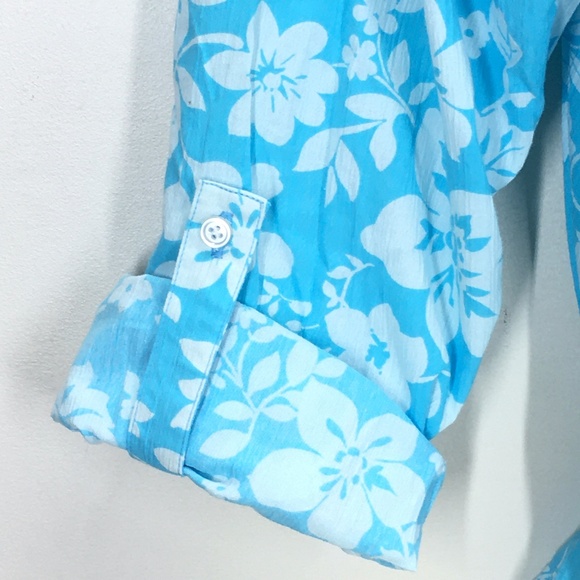 Tog Shop Blue White Button Down Top | Roll Tab - Picture 4 of 5